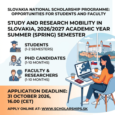 National Scholarship Programme of the Slovak Republic: Opportunities for BIA Students, Faculty, and Researchers